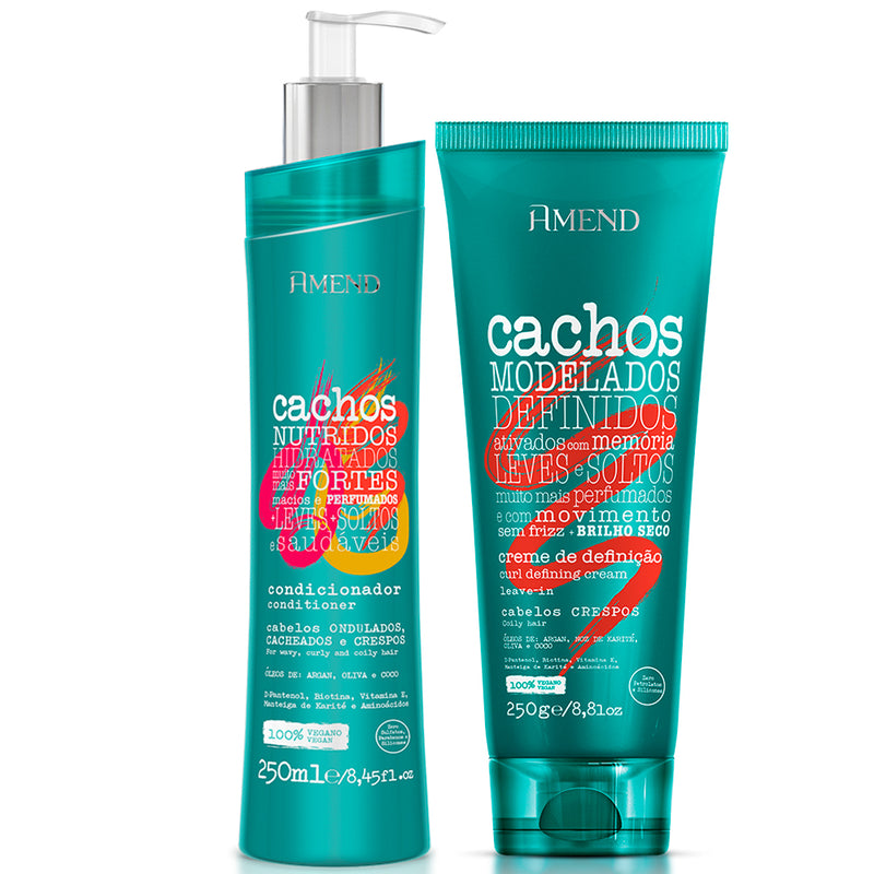 Condicionador Cachos + Leave-in Cachos Crespos Amend 250g