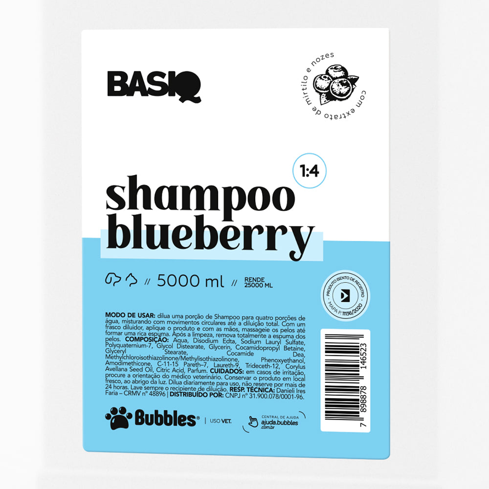 Kit Shampoo 5l + Colônia Pet Basiq Blueberry Bubbles 300ml