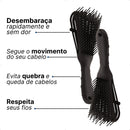 Escova Polvo Para Cabelo Cacheado Preta Profissional Beleza