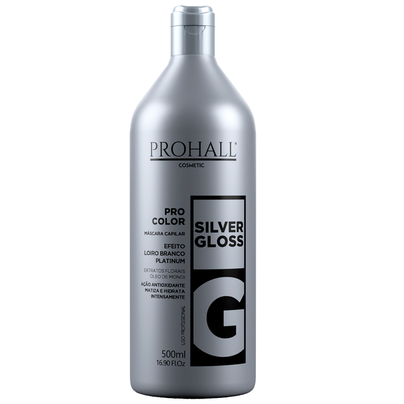 Máscara Matizador Loiro Branco Silver Gloss Prohall 500ml