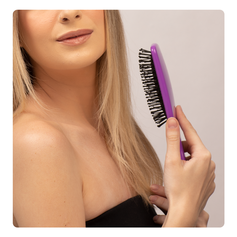 Escova De Cabelo Raquete Almofadada Roxa Profissional Beleza