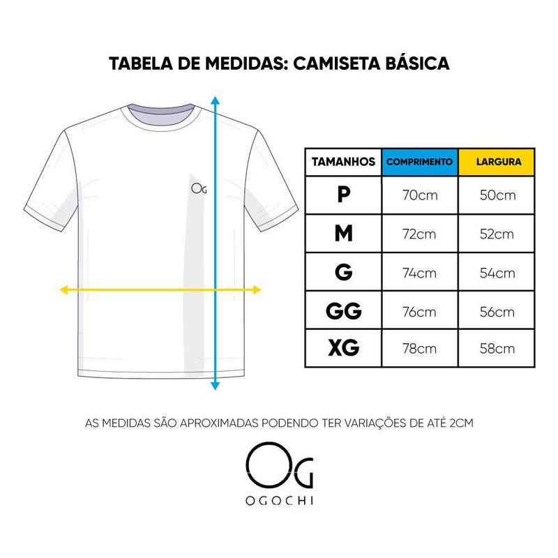 Camiseta Ogochi Básica Slim Fit Gola Redonda Branca XG