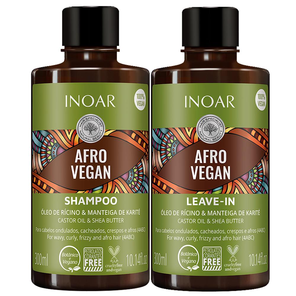 Kit Shampoo + Leave-in Para Cachos Inoar Afro Vegan 300ml