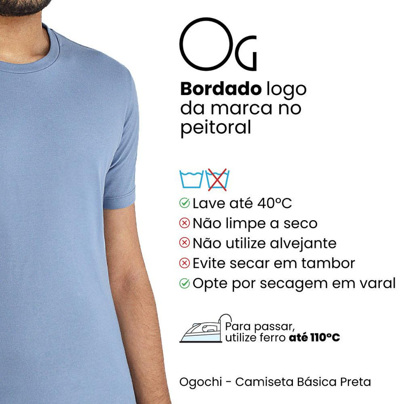 Camiseta Básica Slim Fit Gola Redonda Azul Royal G Ogochi