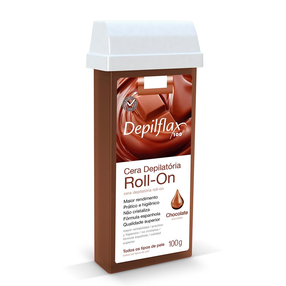 Refil Cera Depilatoria Roll On Chocolate Depilflax 100g