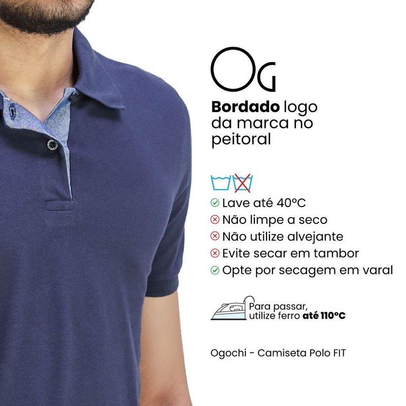 Camiseta Ogochi Polo Básica Azul Masculina M