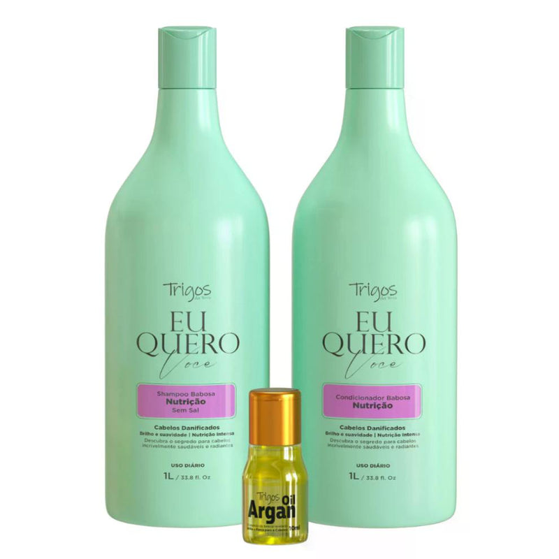 Trigos da Terra - Kit Babosa Nutricao SH + CD L + Oleo 10ml