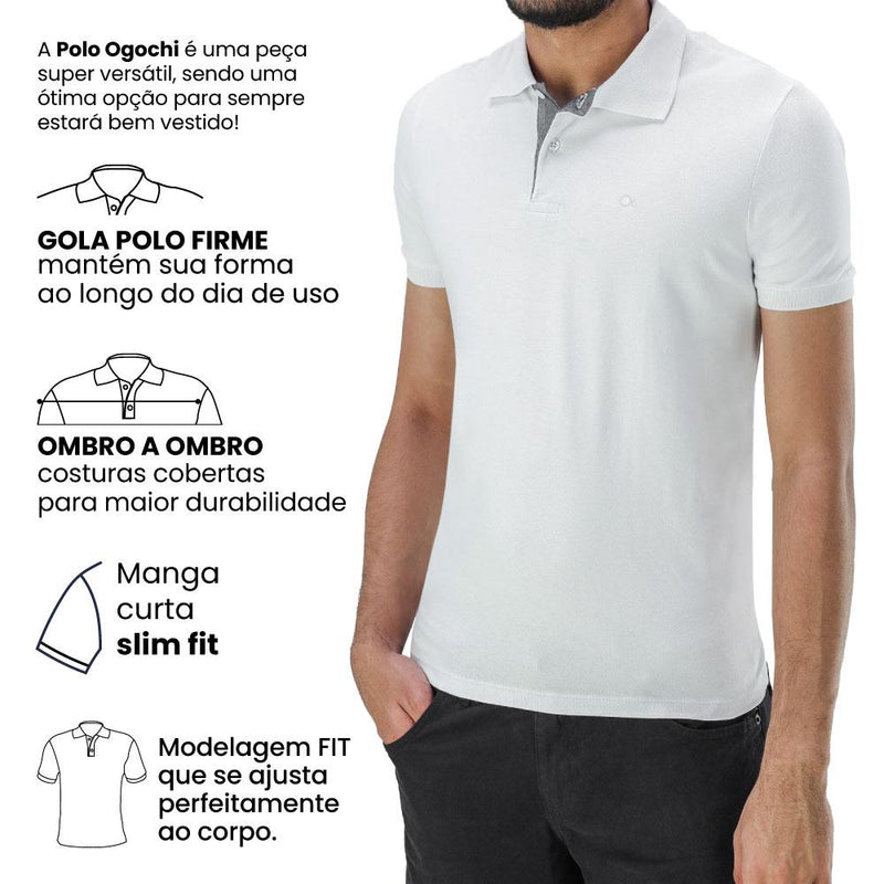 Camiseta Ogochi Polo Básica Branca Masculina M