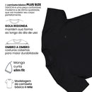 Camiseta Básica Plus Size Gola Redonda Preta XGG Ogochi