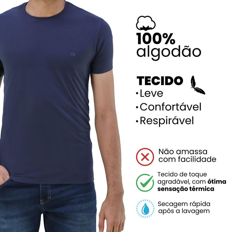 Camiseta Ogochi Básica Slim Fit Gola Redonda Azul XG