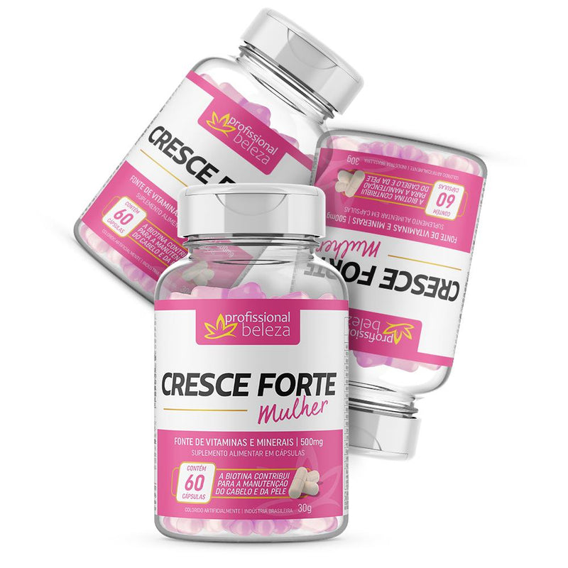 Kit 03 Cresce Forte Mulher Cabelo Pele E Unhas 60 Cápsulas