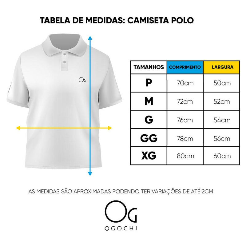 Camiseta Ogochi Polo Básica Branca Masculina Xg