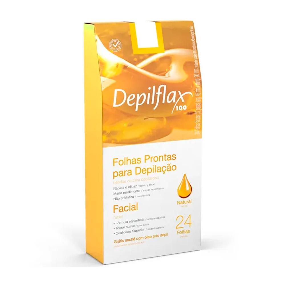 Folhas Prontas Facial Natural Depilflax 24 Unidades